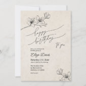 エレガント誕生日招待状(花あり) 招待状 (正面)