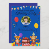 エレガント誕生日招待状-金ゴールドとホワイトデザイン 招待状 (正面/裏面)