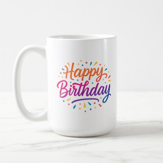 エレガント誕生日書道デザイン コーヒーマグカップ (左)