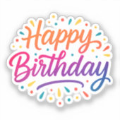 エレガント誕生日書道デザイン シール (正面)