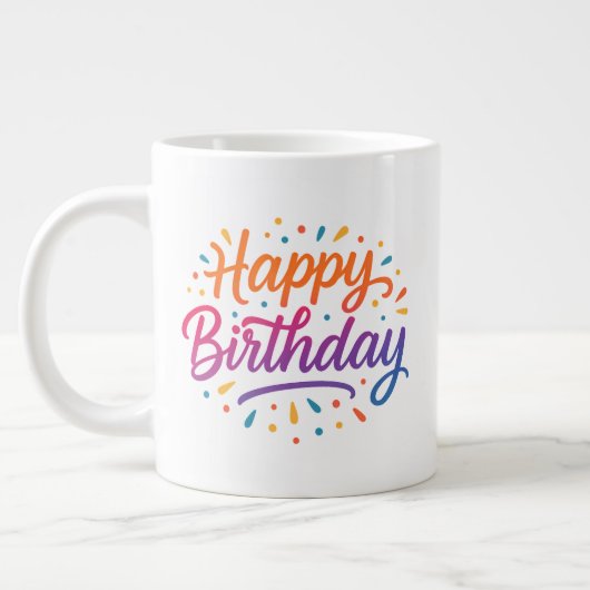 エレガント誕生日書道デザイン ジャンボコーヒーマグカップ (左)