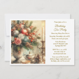 エレガント誕生日茶パーティー 招待状