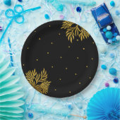 エレガント誕生日金ゴールドの葉パーティー ペーパープレート (パーティー)