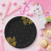 エレガント誕生日金ゴールドの葉パーティー ペーパープレート (パーティー)