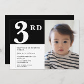 エレガント誕生日3回目の招待ブラックボーイフォト 招待状 (正面/裏面)