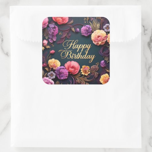 エレガント誕生日 スクエアシール (バッグ)