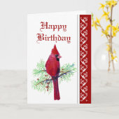 エレガント誕生日、（鳥）ショウジョウコウカンチョウ、鳥、自然 カード (黄色い花)