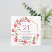 エレガント誕生祝い水彩マグノリア 招待状 (スタンド正面)