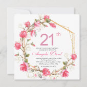 エレガント誕生祝い水彩マグノリア 招待状 (正面)