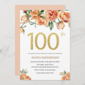 エレガント誕生祝い水色フローラ入力 招待状 (正面/裏面)