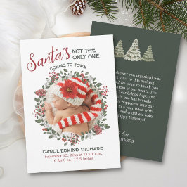 エレガント誕生統計ホリデー写真ベビーシャワー サンキューカード