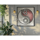 エレガント調和 – 複雑な赤と白の陰陽 ポスター