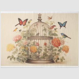 エレガント調和：鳥かごのデコパージュ 薄葉紙