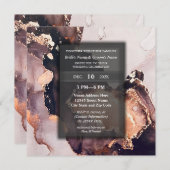 エレガント豪華な金ゴールドモダン金メッキ結婚式 招待状 (正面/裏面)