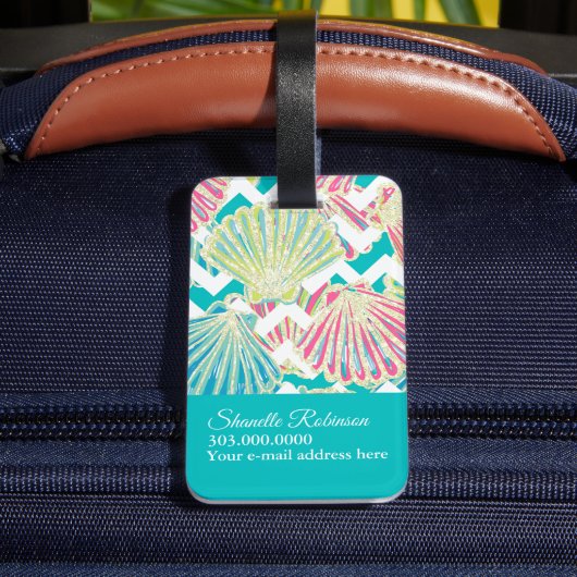 エレガント貝類の模様 ラゲッジタグ (裏面インサイチュ4)
