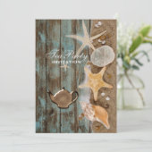 エレガント貝類ビーチブライダルシャワー茶パーティー 招待状 (スタンド正面)