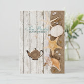 エレガント貝類ビーチブライダルシャワー茶パーティー 招待状 (スタンド正面)