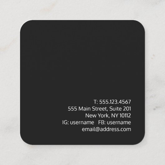 エレガント貝類熱帯性 スクエア名刺 (裏面)