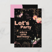 エレガント賛美パーソナライズされた誕生日 招待状 (正面/裏面)