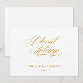 エレガント賛美休日金ゴールドスクリプトタイポグラフィ シーズンカード (正面/裏面)