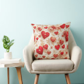 エレガント赤いハートとゴールデンフローラ詳細 クッション (椅子)