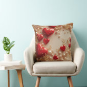 エレガント赤いハートとゴールデンフローラ詳細 クッション (椅子)