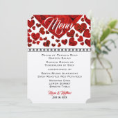 エレガント赤いハートとバラのメ結婚ニュー 招待状 (スタンド正面)