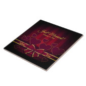 エレガント赤いハートとリボ結婚ン タイル (側面)