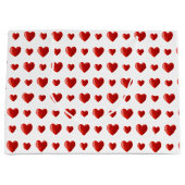 エレガント赤いハートオン白 ラージペーパーバッグ (正面)