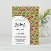 エレガント赤いハートモダン結婚型 招待状 (スタンド正面)