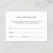 エレガント赤いハート美しい贈与証 割引カード (裏面)