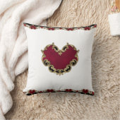 エレガント赤いハート華美金ゴールド クッション (ブランケット)