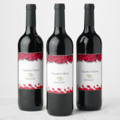 エレガント赤いハート ワインラベル (ボトル)