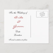 エレガント赤いハート – 日付はがきを保存する 案内ポストカード (裏面)