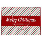 エレガント赤と白ストライプ ラージペーパーバッグ (裏面)