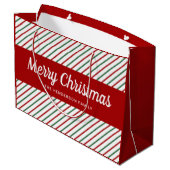 エレガント赤と白ストライプ ラージペーパーバッグ (裏面アングル)