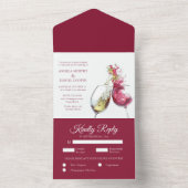 エレガント赤と白ワインダンス結婚ズ オールインワン招待状 (内側)
