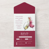 エレガント赤と白ワインダンス結婚ズ オールインワン招待状 (内側)