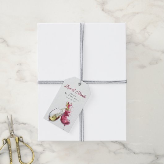 エレガント赤と白ワインダンス結婚ズ ギフトタグ (より糸付き)