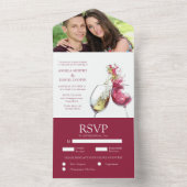 エレガント赤と白ワインダンス結婚写真 オールインワン招待状 (内側)