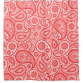 エレガント赤と白ヴィンテージペイズリーパターン シャワーカーテン (正面)