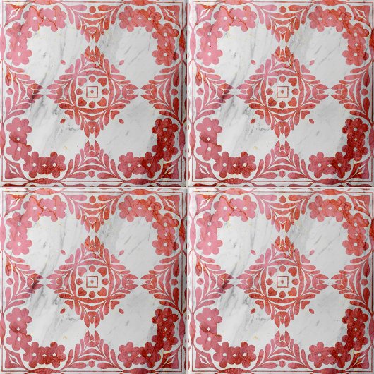 エレガント赤と白動揺して大理石 タイル