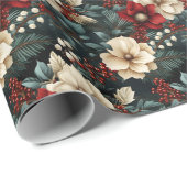 エレガント赤と白果実の花 ラッピングペーパー (ロールコーナー)