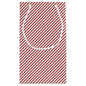 エレガント赤と白細ストライプい スモールペーパーバッグ (裏面)