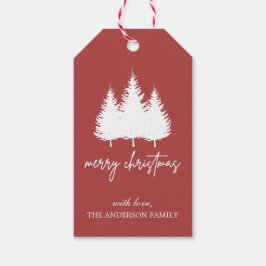 エレガント赤と白聖降誕祭パーソナライズされた ギフトタグ