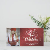 エレガント赤と白Christmas Photo Card シーズンカード (スタンド正面)
