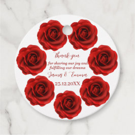 エレガント赤パーソナライズされた結婚花 フェイバータグ