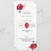 エレガント赤パーソナライズされた結婚花 招待状 (正面/裏面)