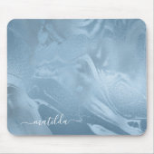 エレガント赤モダンスタイリッシュん坊の青大理石の顔 マウスパッド (正面)