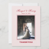 エレガント赤モダン結婚の写真 サンキューカード (裏面)